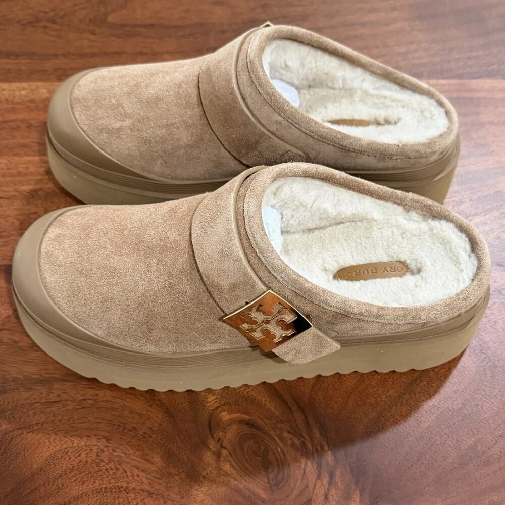 Tory Burch Mellow Shearling Platform Mules Size: 8M
